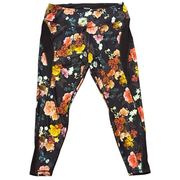 Torrid Black Floral Performance Core Full Length Mix Media Active Leggings 2 2XL - Picture 6 of 15